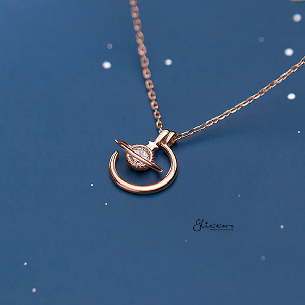 BY]18k Rose Gold Plated Planet/moon/star/universe Pendant Necklace。Best  Gift. | Shopee Philippines