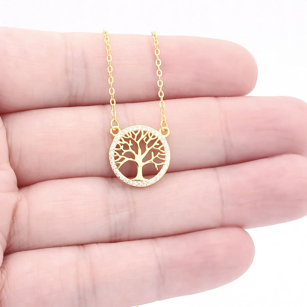 Sterling Silver Tree of Life Necklace-Cubic Zirconia, Jewellery, Necklaces, New, Sterling Silver Necklaces, Women's Jewellery, Women's Necklace-ssp0175-G4_1000-Glitters