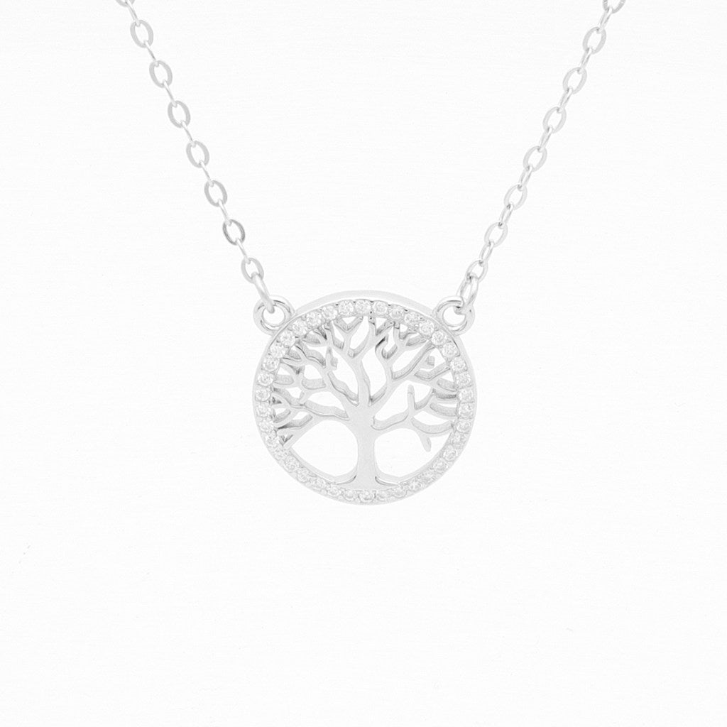 Sterling Silver Tree of Life Necklace-Cubic Zirconia, Jewellery, Necklaces, New, Sterling Silver Necklaces, Women's Jewellery, Women's Necklace-ssp0175-S2_1000-Glitters