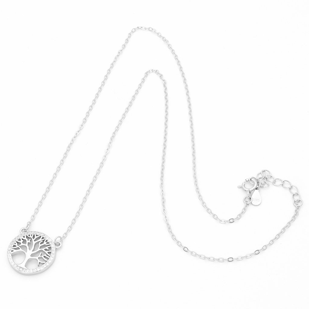Sterling Silver Tree of Life Necklace-Cubic Zirconia, Jewellery, Necklaces, New, Sterling Silver Necklaces, Women's Jewellery, Women's Necklace-ssp0175-S3_1000-Glitters