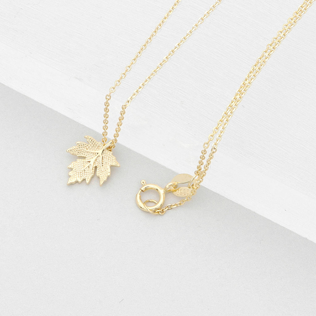 Sterling Silver Maple Leaf Necklace-Jewellery, Necklaces, New, Sterling Silver Necklaces, Women's Jewellery, Women's Necklace-ssp0184-g3_1-Glitters