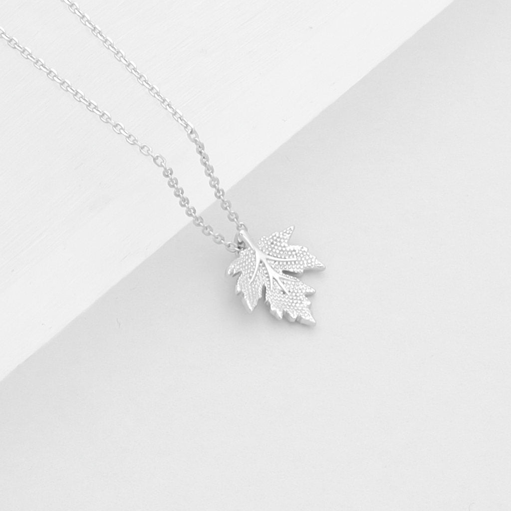 Sterling Silver Maple Leaf Necklace-Jewellery, Necklaces, New, Sterling Silver Necklaces, Women's Jewellery, Women's Necklace-ssp0184-s4_1-Glitters