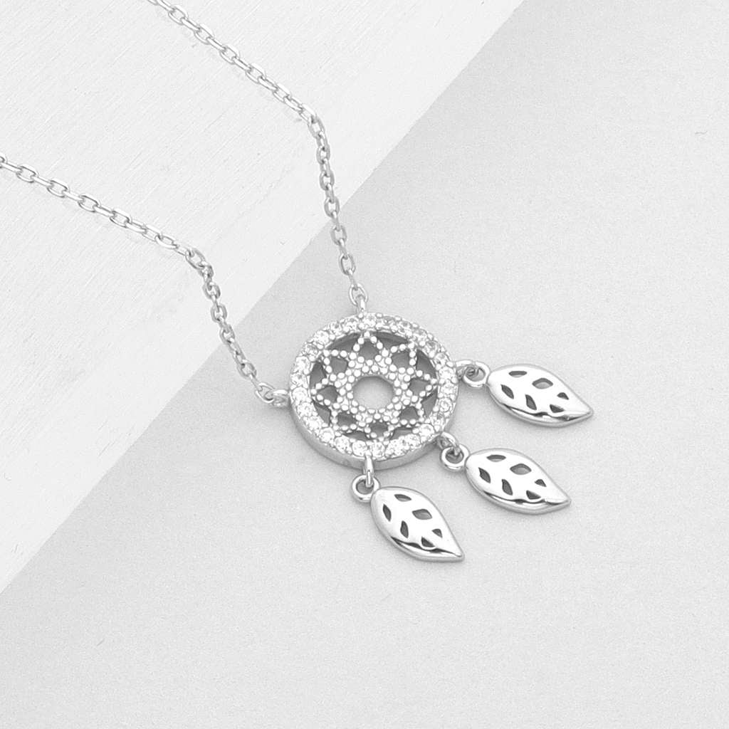 Sterling Silver Dream Catcher Necklace-Cubic Zirconia, Jewellery, Necklaces, New, Sterling Silver Necklaces, Women's Jewellery, Women's Necklace-ssp0187-2_1000-Glitters