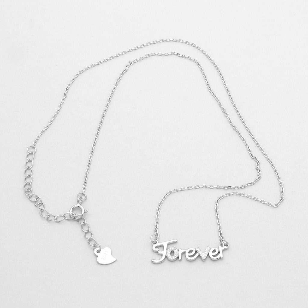 Sterling Silver Forever Necklace-Cubic Zirconia, Jewellery, Necklaces, New, Sterling Silver Necklaces, Women's Jewellery, Women's Necklace-ssp0191-2_1-Glitters