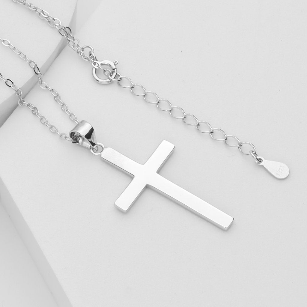 Sterling Silver Cross Necklace-Jewellery, Necklaces, New, Sterling Silver Necklaces, Women's Jewellery, Women's Necklace-ssp0192-4_1-Glitters