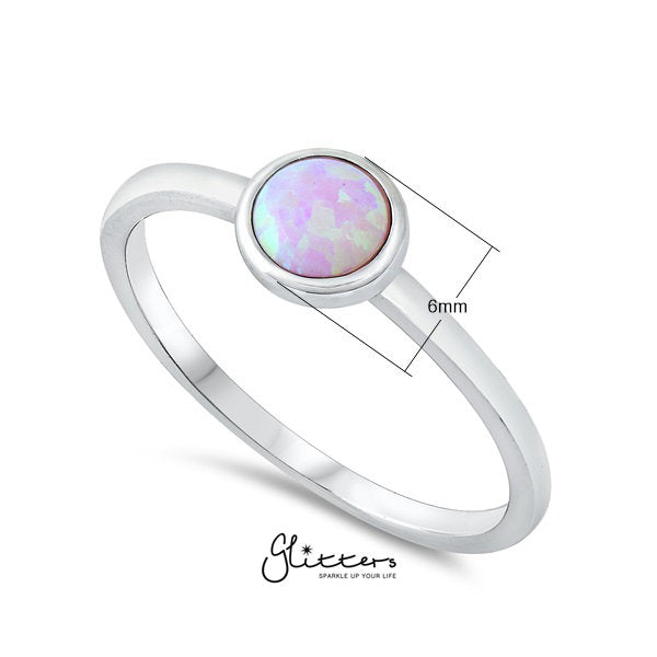 Sterling Silver Pink Circle Opal Women's Rings-Jewellery, Rings, Sterling Silver Rings, Women's Jewellery, Women's Rings-ssr0030-3-Glitters