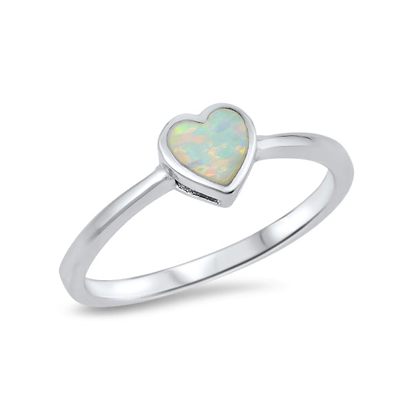 Sterling Silver Heart White Opal Ring-Jewellery, Rings, Sterling Silver Rings, Women's Jewellery, Women's Rings-ssr0032-Glitters