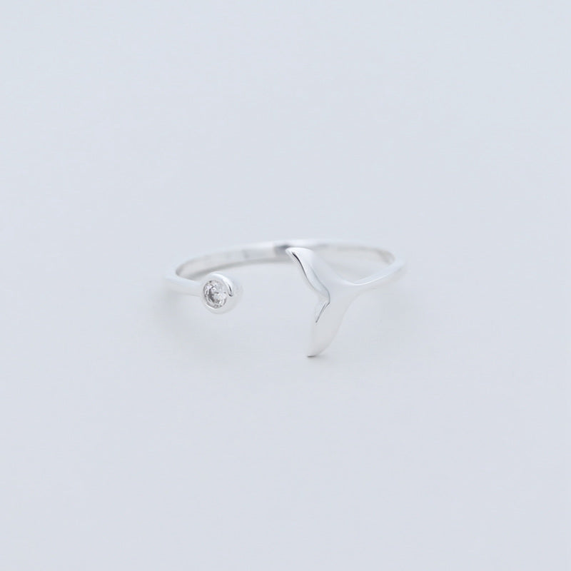 Sterling Silver Whale Tail with CZ Ring-Cubic Zirconia, Jewellery, Rings, Sterling Silver Rings, Women's Jewellery, Women's Rings-ssr0049-1_800-Glitters