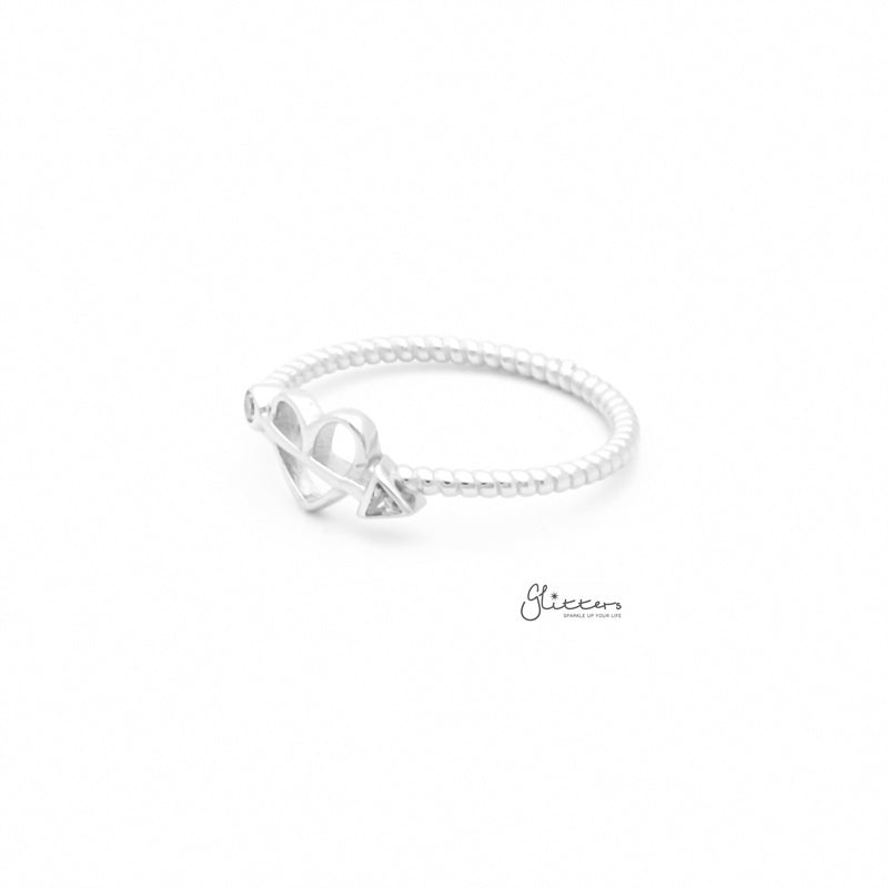 Sterling Silver Bow and Heart Ring-Cubic Zirconia, Jewellery, Rings, Sterling Silver Rings, Women's Jewellery, Women's Rings-ssr0053-2_800-Glitters