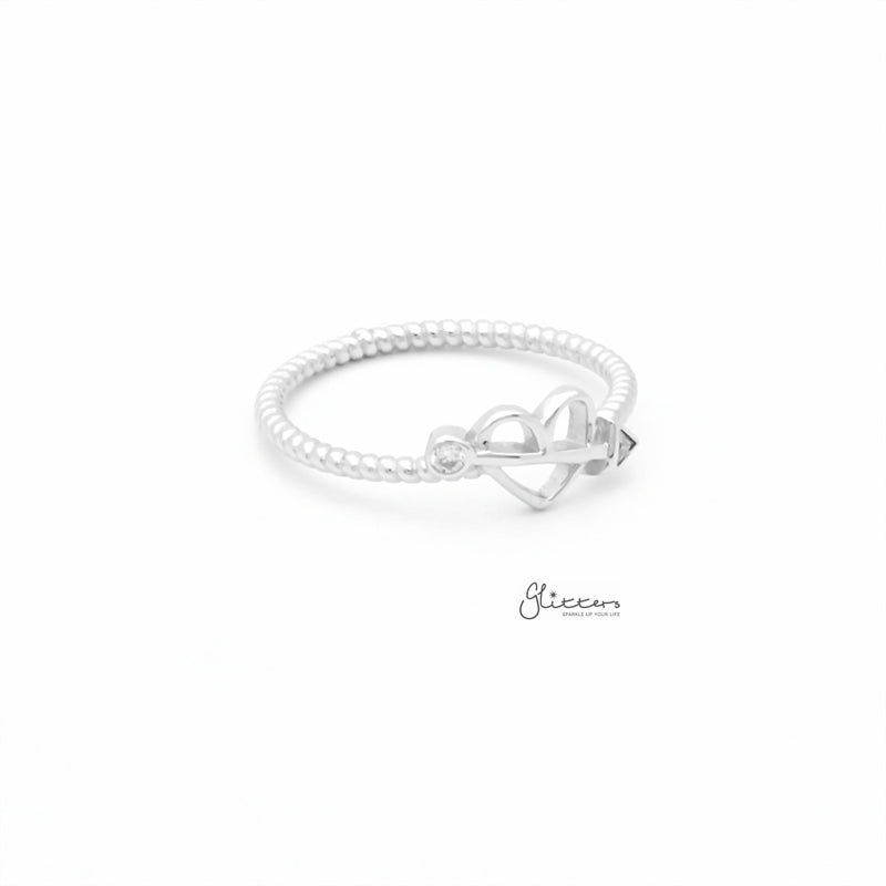 Sterling Silver Bow and Heart Ring-Cubic Zirconia, Jewellery, Rings, Sterling Silver Rings, Women's Jewellery, Women's Rings-ssr0053-3_800-Glitters