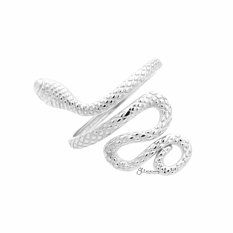 Sterling Silver Snake Adjustable Ring-Jewellery, Rings, Sterling Silver Rings, Women's Jewellery, Women's Rings-ssr0064-2-Glitters