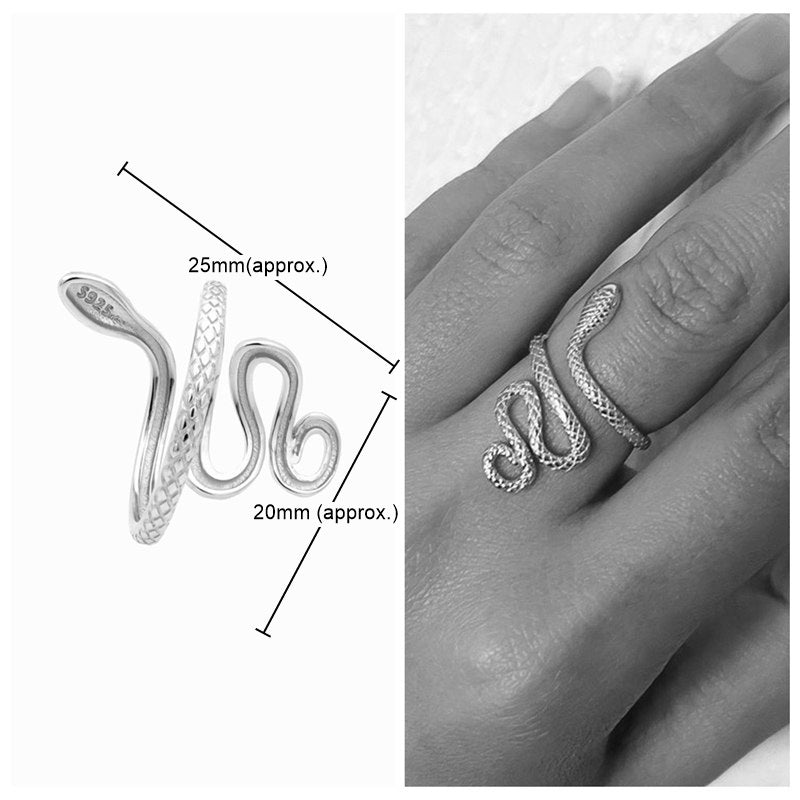Sterling Silver Snake Adjustable Ring-Jewellery, Rings, Sterling Silver Rings, Women's Jewellery, Women's Rings-ssr0064-m_New-Glitters
