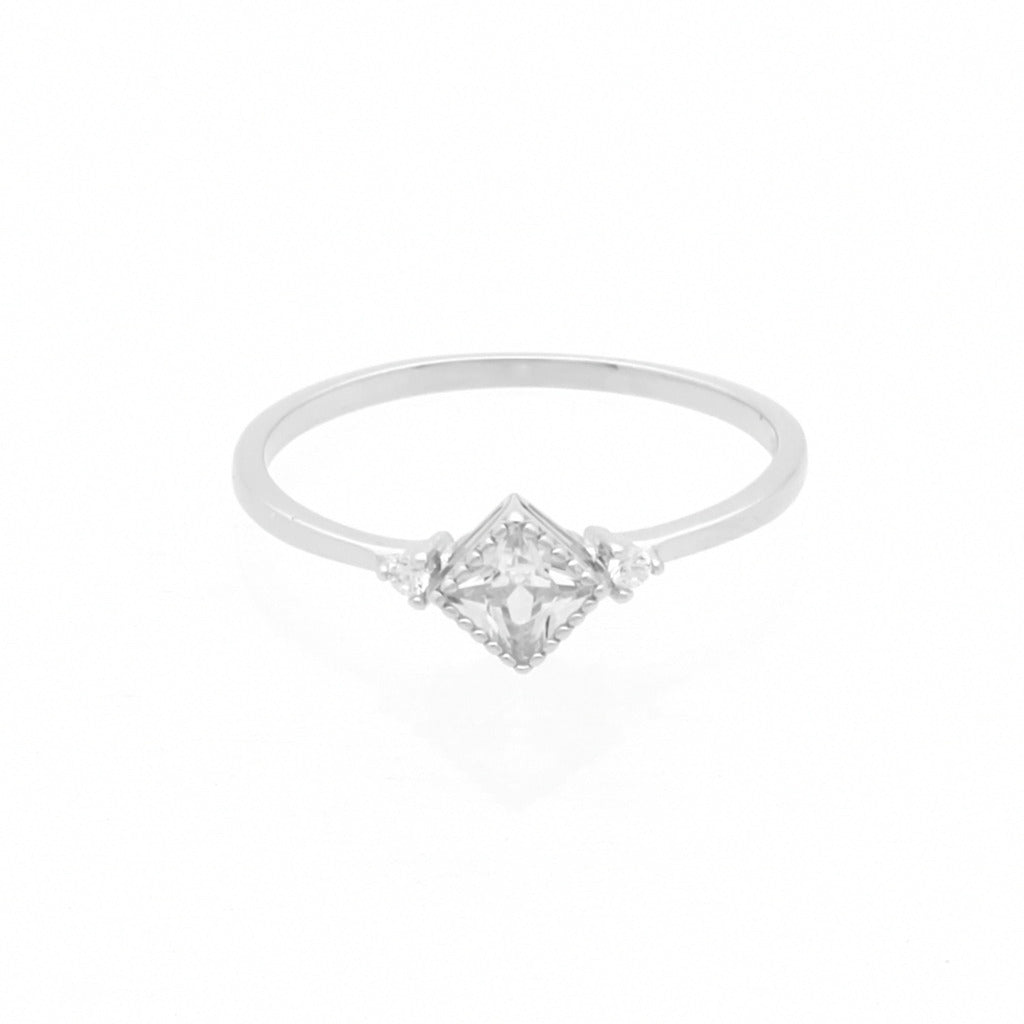 Square CZ Sterling Silver Ring-Cubic Zirconia, Jewellery, Rings, Sterling Silver Rings, Women's Jewellery, Women's Rings-ssr0067-1_1-Glitters