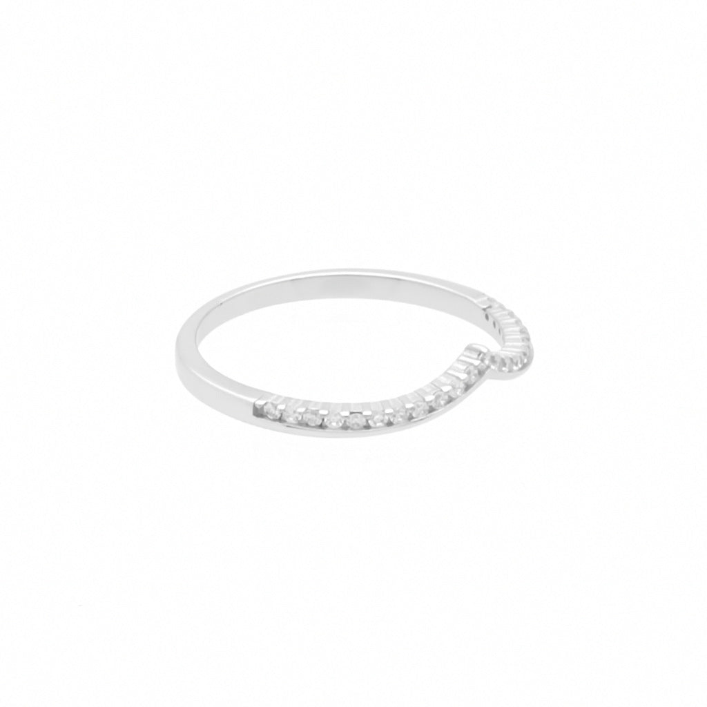 Micro CZ Paved V Shape Sterling Silver Ring-Cubic Zirconia, Jewellery, Rings, Sterling Silver Rings, Women's Jewellery, Women's Rings-ssr0069-4_1-Glitters
