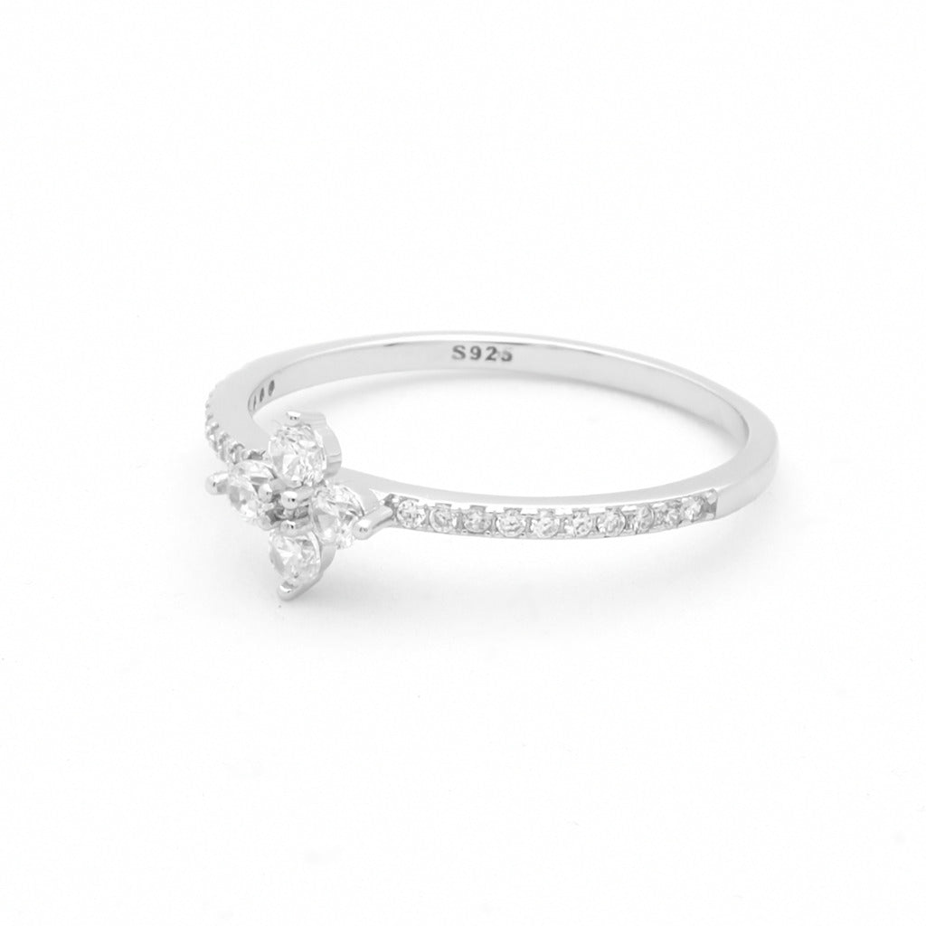 CZ Flower Sterling Silver Ring-Cubic Zirconia, Jewellery, Rings, Sterling Silver Rings, Women's Jewellery, Women's Rings-ssr0072-4_1-Glitters