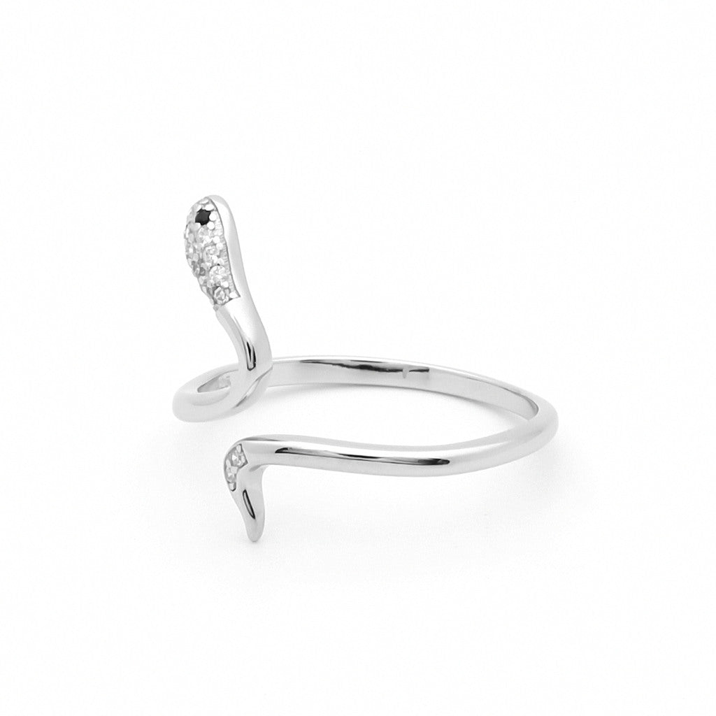 CZ Snake Sterling Silver Ring-Cubic Zirconia, Jewellery, New, Rings, Sterling Silver Rings, Women's Jewellery, Women's Rings-ssr0075-3_1-Glitters