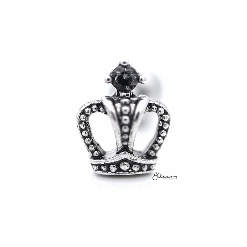 Crown with C.Z Tragus Cartilage Earring Stud-Body Piercing Jewellery, Cartilage, Cubic Zirconia, earrings, Jewellery, Tragus, Women's Earrings, Women's Jewellery-tg0101_800-Glitters