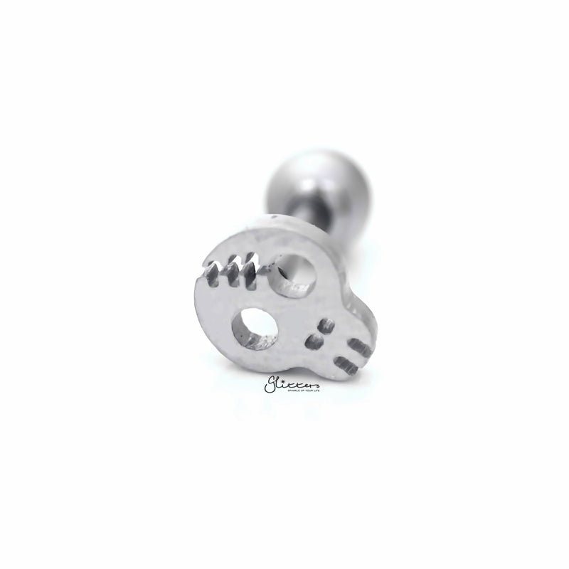 Skull Barbell for Tragus, Cartilage, Conch, Helix Piercing and More-Body Piercing Jewellery, Cartilage, Conch Earrings, Cubic Zirconia, Helix Earrings, Jewellery, Lobe piercing, Tragus-tg0109_1-Glitters