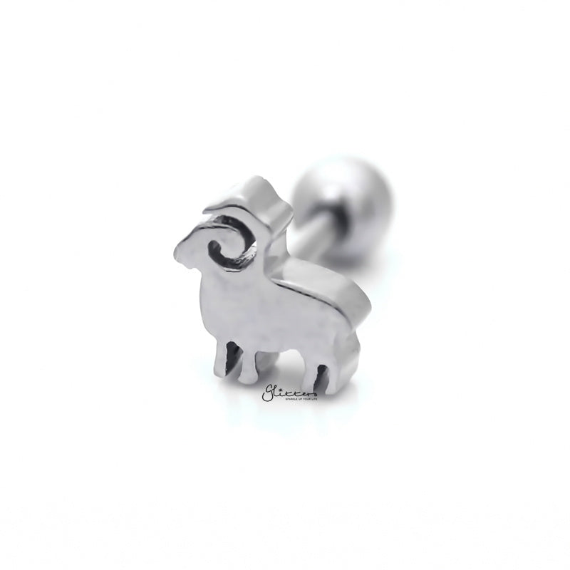 Sheep Barbell for Tragus, Cartilage, Conch, Helix Piercing and More-Body Piercing Jewellery, Cartilage, Conch Earrings, Cubic Zirconia, Helix Earrings, Jewellery, Lobe piercing, Tragus-tg0110_1-Glitters