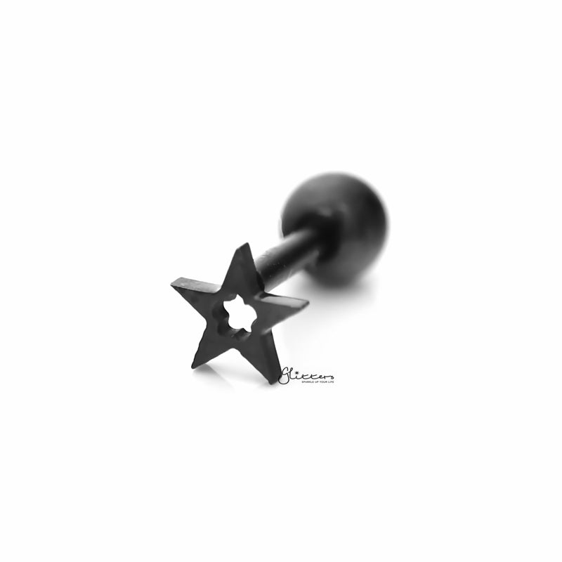 Hollow Star Barbell for Tragus, Cartilage, Conch, Helix Piercing and More-Body Piercing Jewellery, Cartilage, Conch Earrings, Cubic Zirconia, Helix Earrings, Jewellery, Lobe piercing, Tragus-tg0113_2-Glitters
