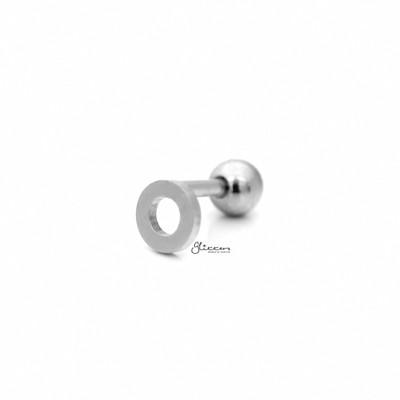 Hollow Circle Barbell for Tragus, Cartilage, Conch, Helix Piercing and More-Body Piercing Jewellery, Cartilage, Conch Earrings, Cubic Zirconia, Helix Earrings, Jewellery, Lobe piercing, Tragus-tg0123_2-Glitters