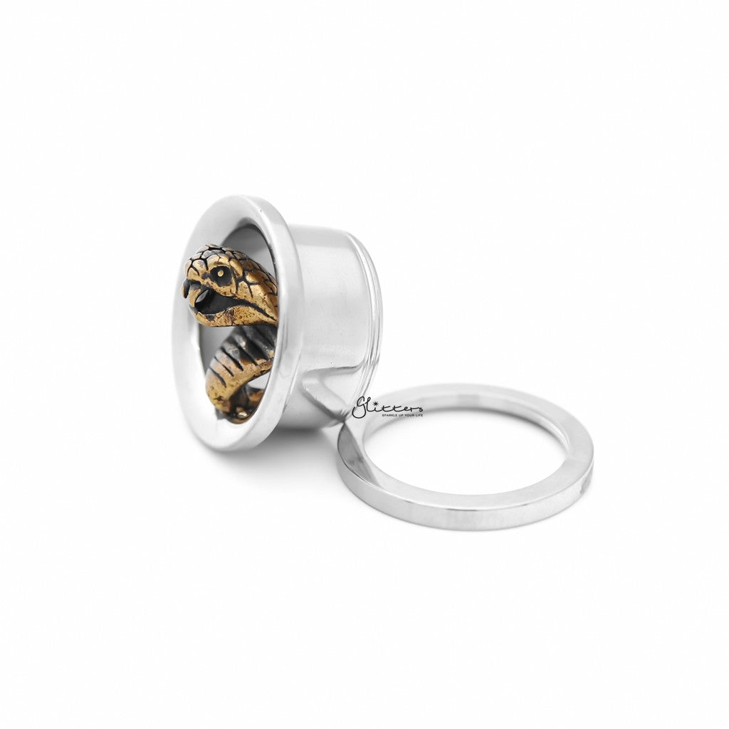 Cobra Snake Screw Fit Flesh Tunnel Ear Plug-Body Piercing Jewellery, Plug, Tunnel-tl0064-02-Glitters