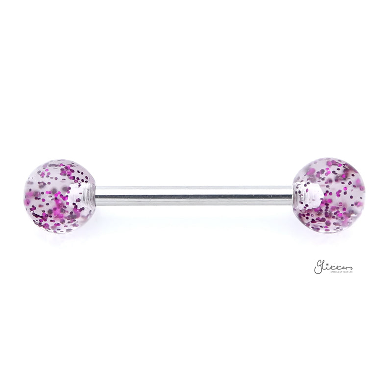 Glitters Acrylic Ball Tongue Barbell - Purple-Body Piercing Jewellery, Glitters, Tongue Bar-tr0001-NG-A101-Glitters