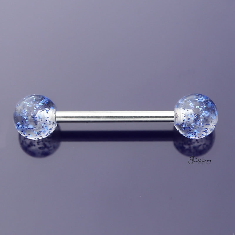 Glitters Acrylic Ball Tongue Barbell - Blue-Body Piercing Jewellery, Glitters, Tongue Bar-tr0001-NG-B02-Glitters