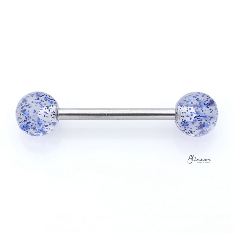 Glitters Acrylic Ball Tongue Barbell - Blue-Body Piercing Jewellery, Glitters, Tongue Bar-tr0001-NG-B103-Glitters