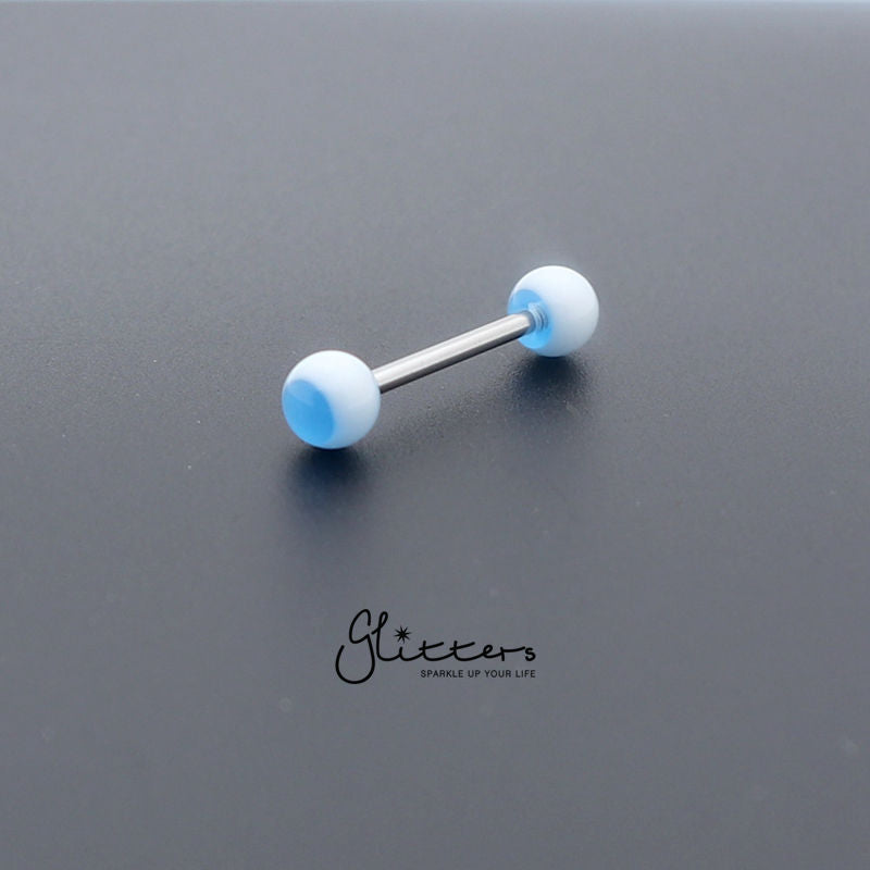 Light Blue Circle Acrylic Ball with Surgical Steel Tongue Bar-Body Piercing Jewellery, Tongue Bar-tr0001_circle_2-Glitters