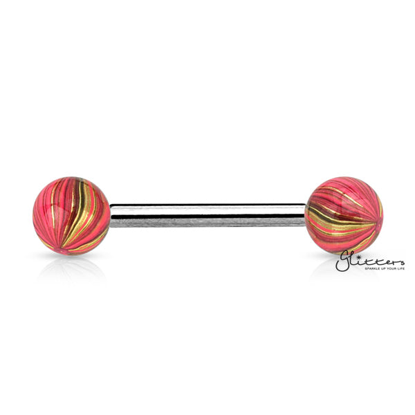 316L Surgical Steel Tongue Barbells with Multi Colour Plated Balls-Body Piercing Jewellery, Tongue Bar-tr0002-mc-gdp-Glitters