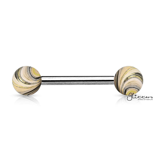 316L Surgical Steel Tongue Barbells with Multi Colour Plated Balls-Body Piercing Jewellery, Tongue Bar-tr0002-mc-gk-Glitters