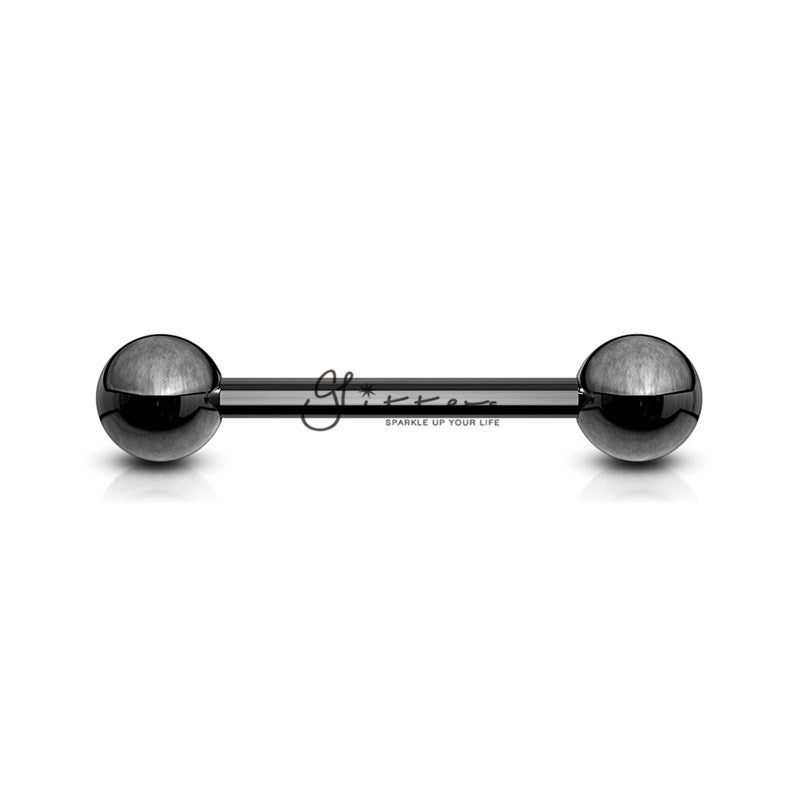 Black Titanium I.P Over 316L Surgical Steel Barbells - Tongue | Nipple-Body Piercing Jewellery, Nipple Barbell, Tongue Bar-tr00030-Glitters
