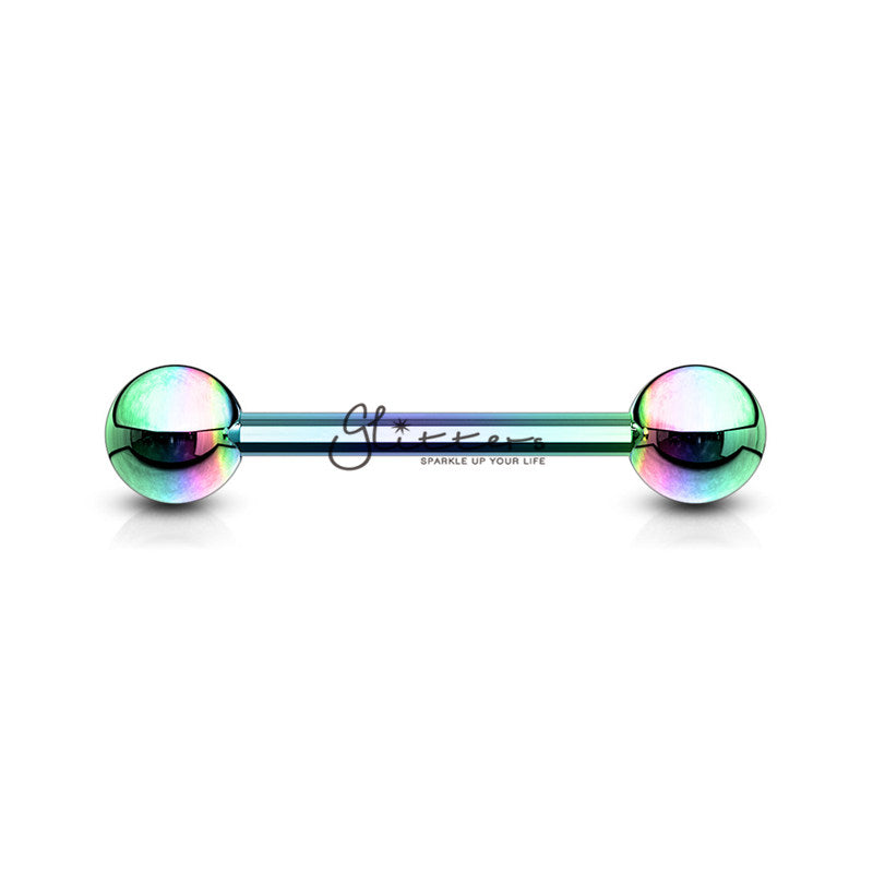 Rainbow Titanium I.P Over 316L Surgical Steel Barbells-Tongue | Nipple-Body Piercing Jewellery, Nipple Barbell, Tongue Bar-tr00031-Glitters